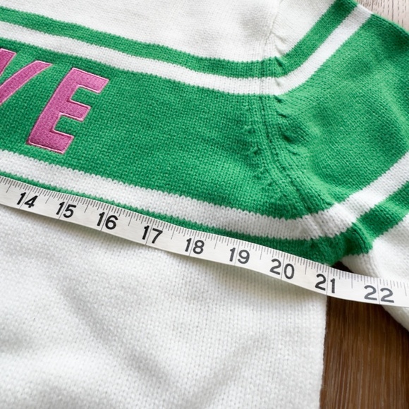 Tennis Inspired RUNWAY ATHLETICS LOVE Sweater - Pink, Green & Cream Size Medium - Picture 7 of 13